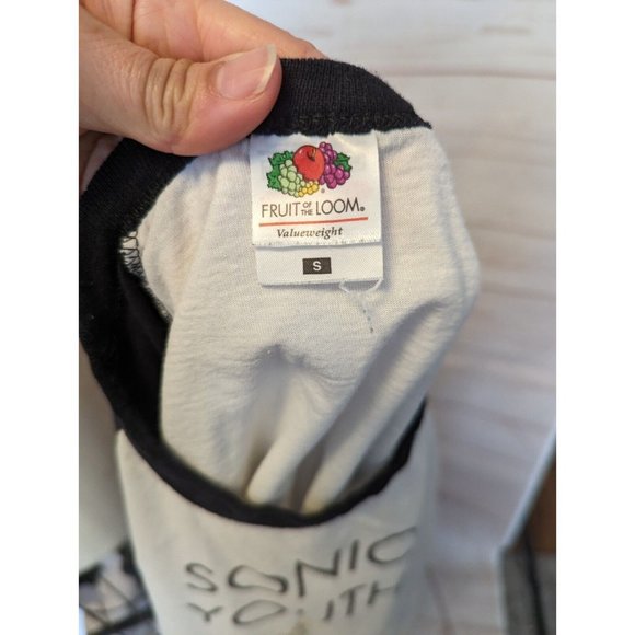 Sonic Youth Mens Tshirt Size Small S Baseball Raglan Black White Guitar - Picture 7 of 7